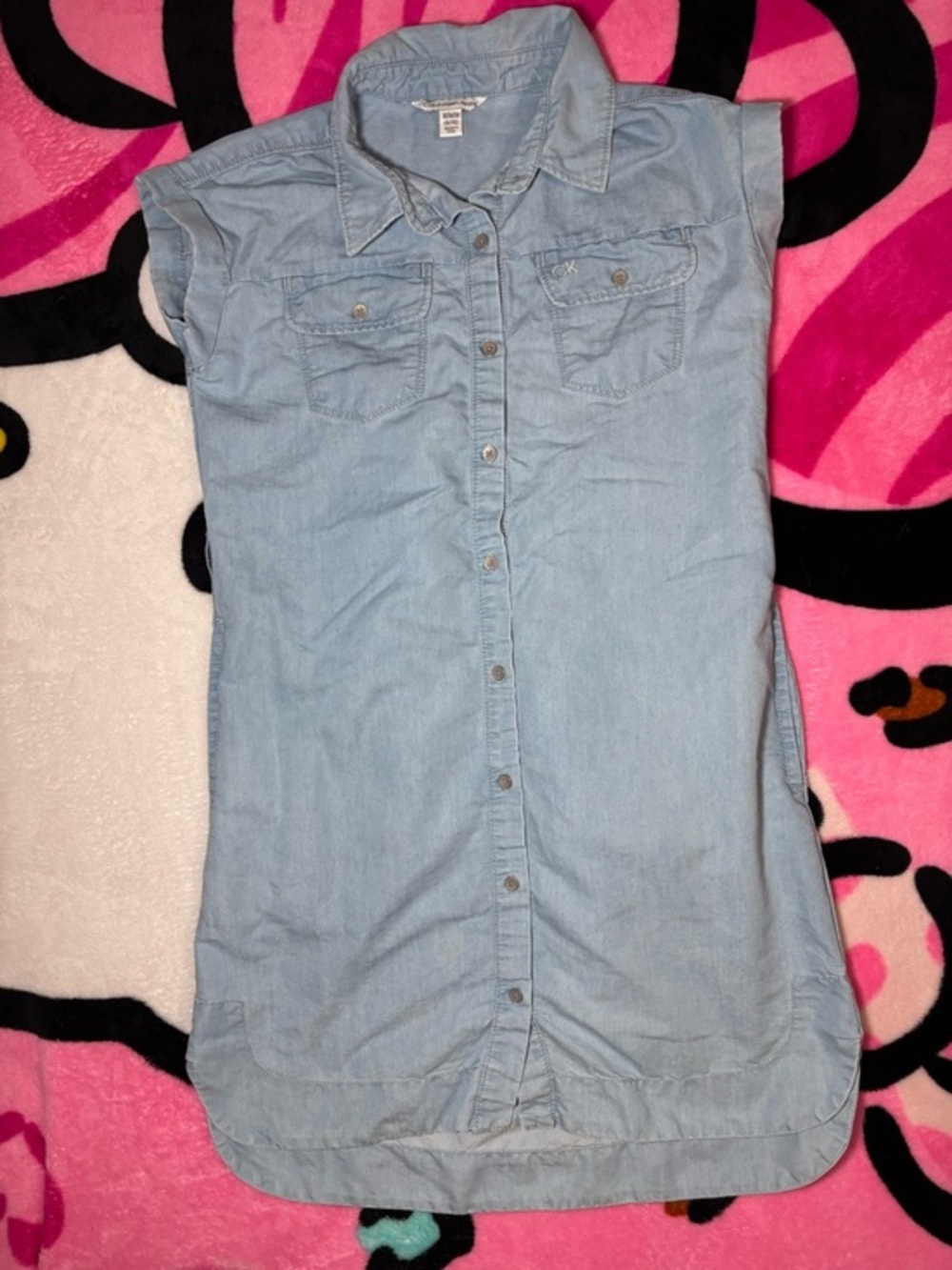 Calvin Klein Girls Chambray Denim Shirt Dress